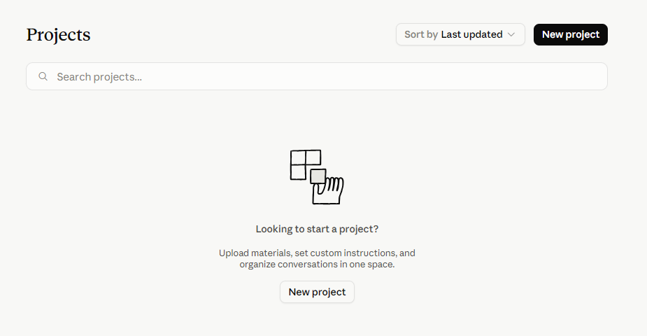หน้า Projects ใน Claude