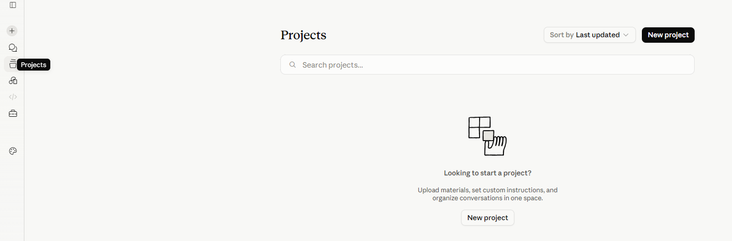 ปุ่ม New project ใน Claude Projects