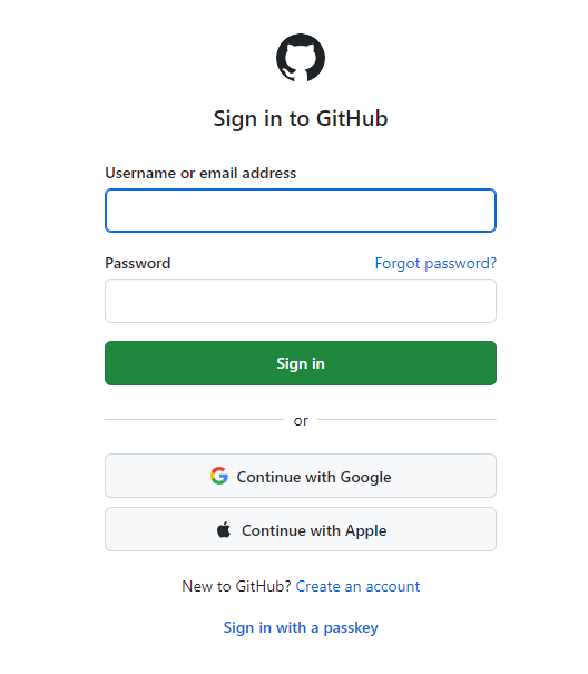 หน้าล็อกอิน GitHub